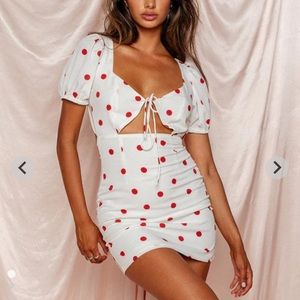 Beginning boutique stuck with U mini dress red spot